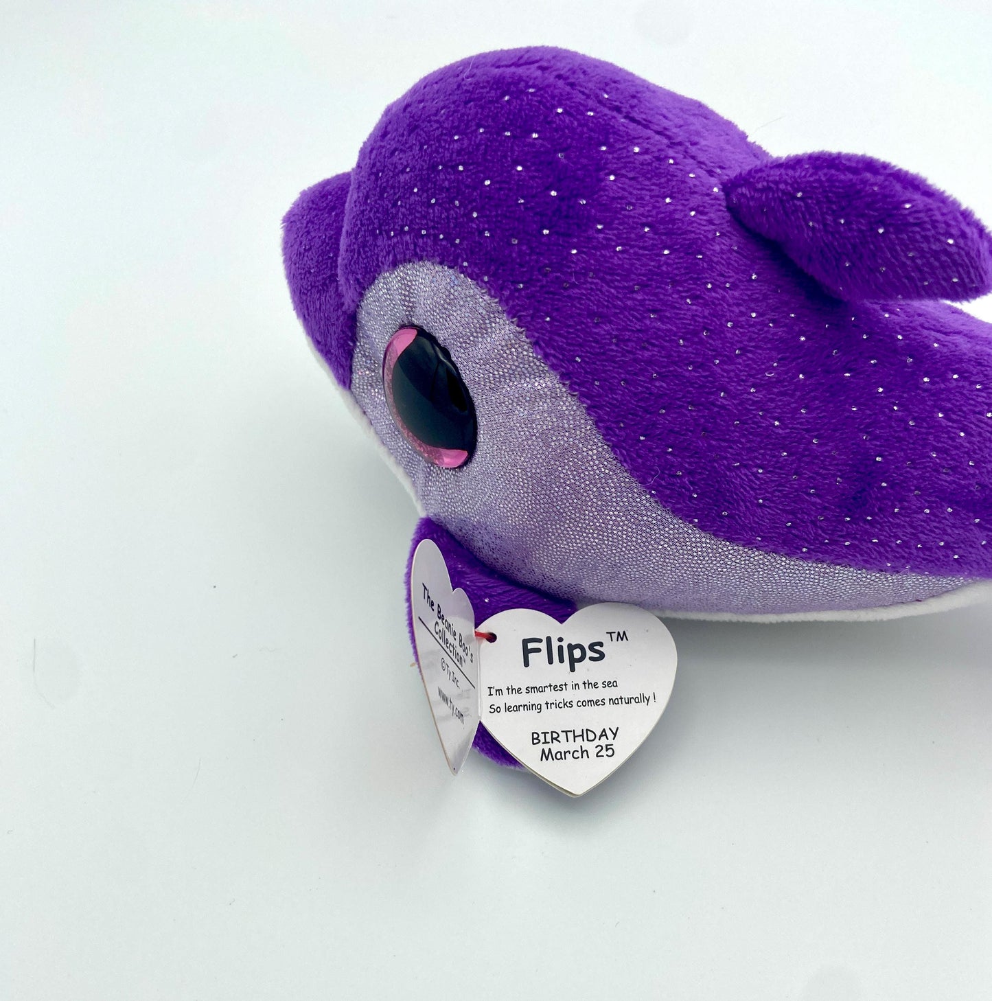 Ty Beanie Boos - Flips the Purple Dolphin 6 Inch Plush Stuffed Animal Toy 2014 Retired -NWT