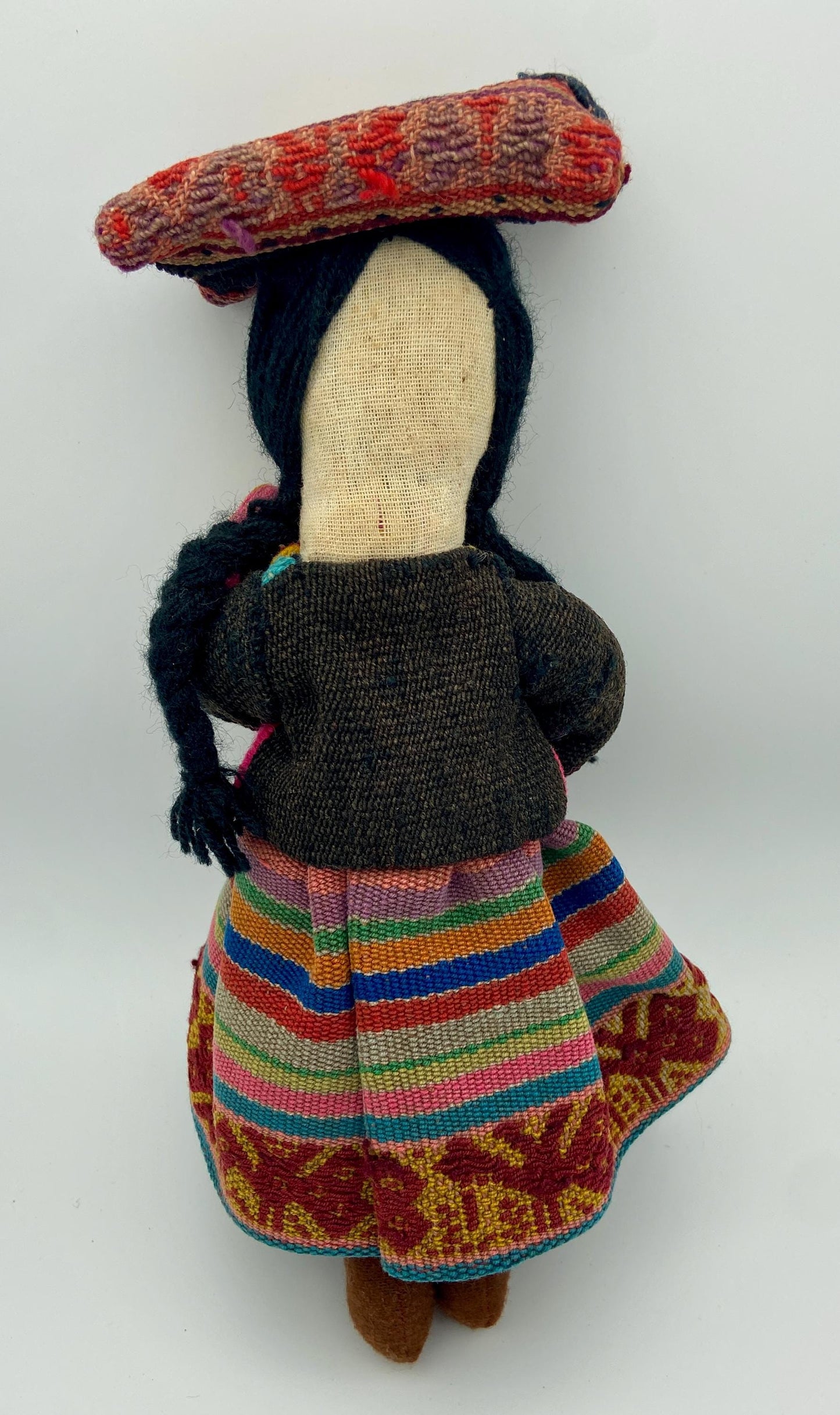 Handmade South American Woman with Child and Bundle on Her Head 12 Inch Folk Art