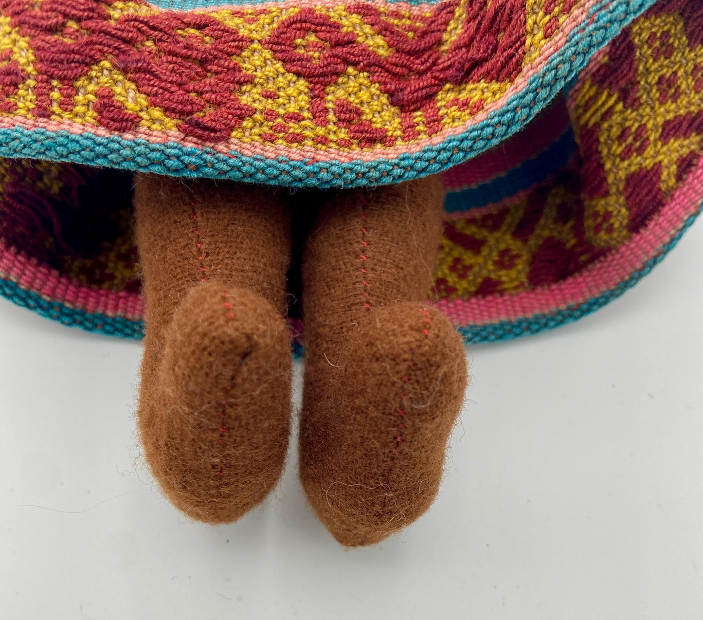 Handmade South American Woman with Child and Bundle on Her Head 12 Inch Folk Art