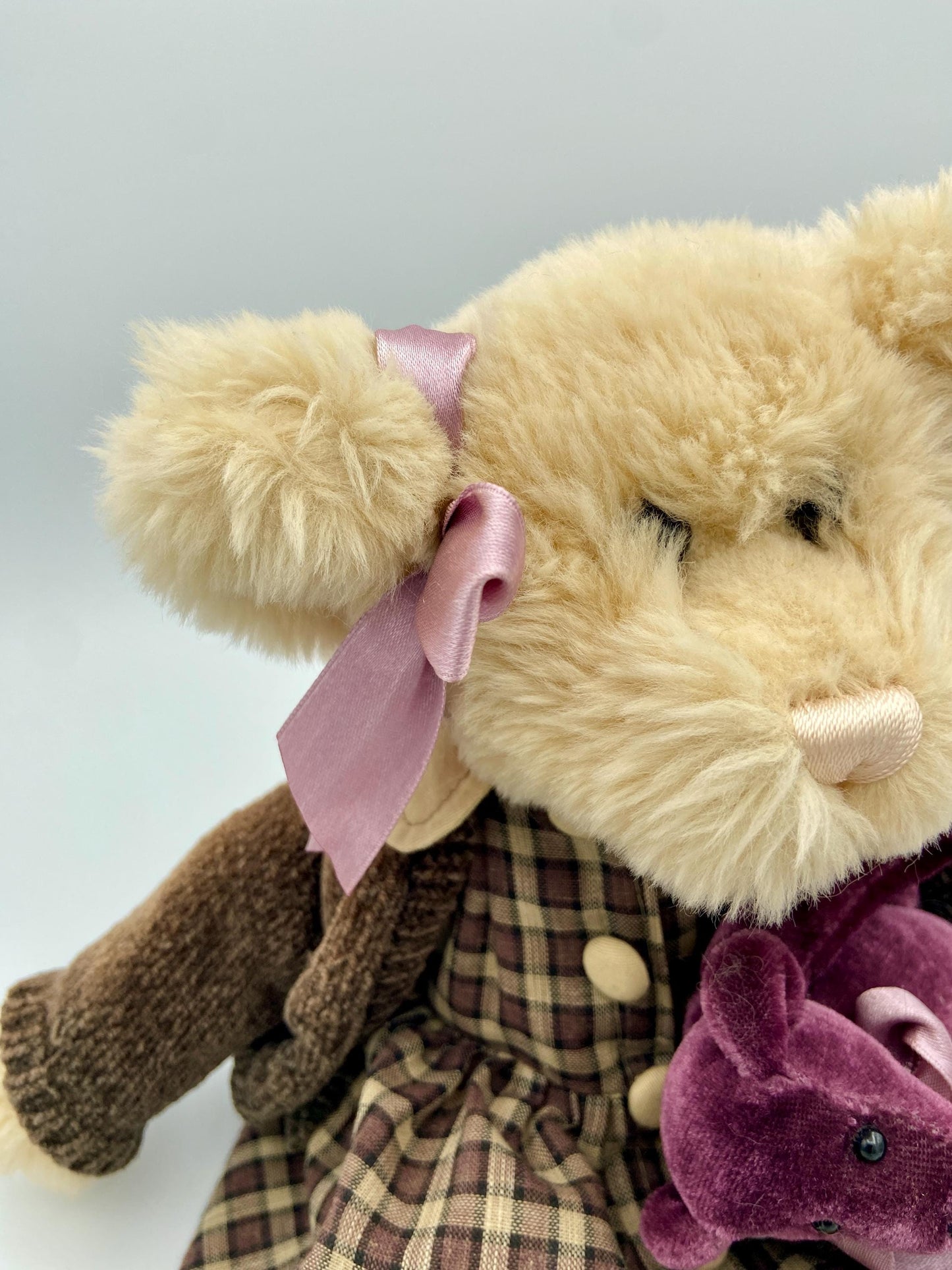Vintage 12 Inch Bearington Bear with Cardigan and Her Own Purple Bear Hand Picked