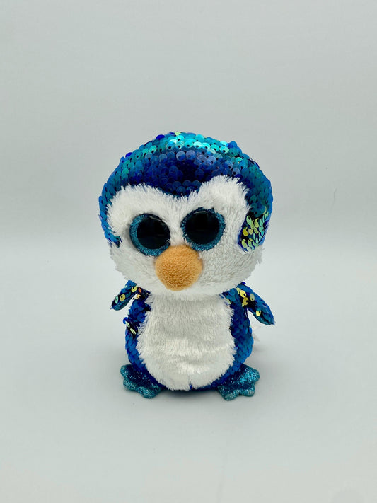 Ty Beanie Baby Penguin 6 Inch Payton Plush Stuffed Animal Toy with Blue Flippable Sequins 2018 Handpicked