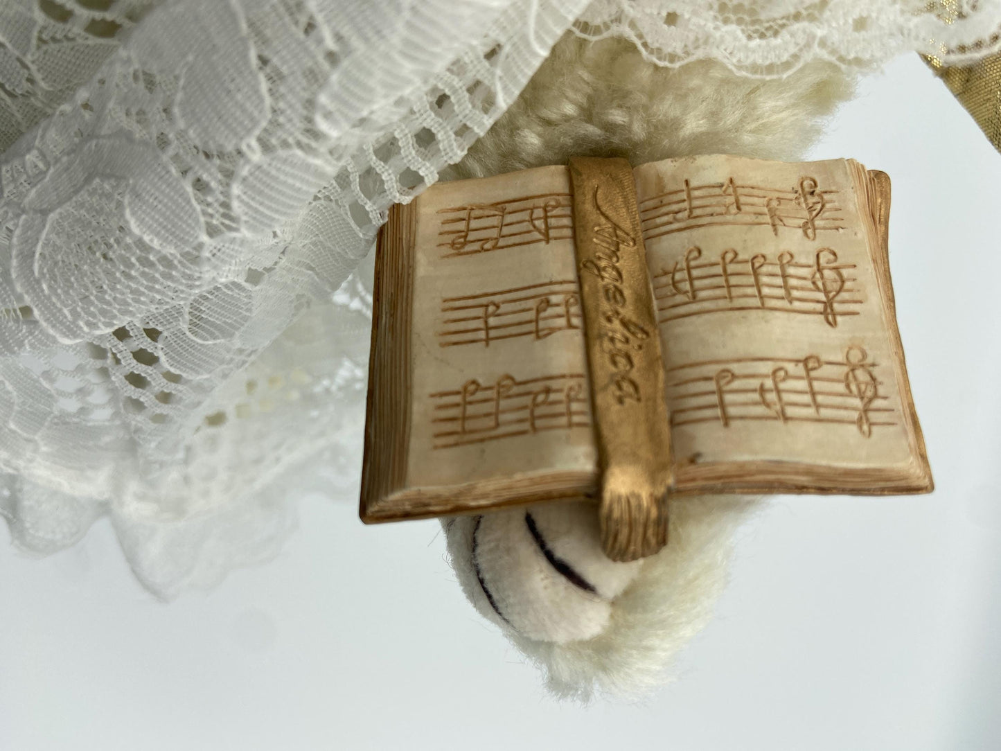 Vintage Avon 1998 12 Inch Angelica Bear with Gold Wings and Name Engraved on Song Book - New With Original Tag Rare