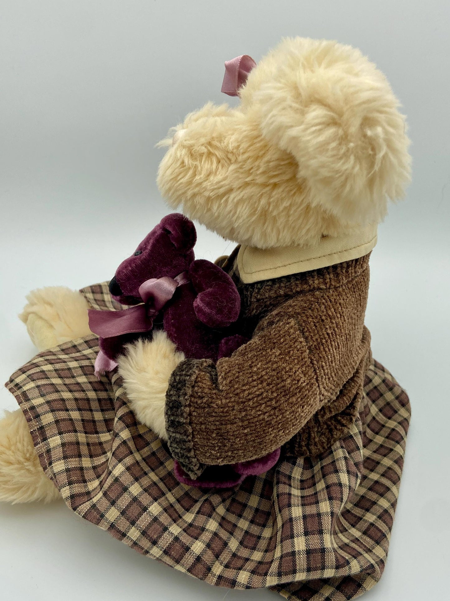 Vintage 12 Inch Bearington Bear with Cardigan and Her Own Purple Bear Hand Picked