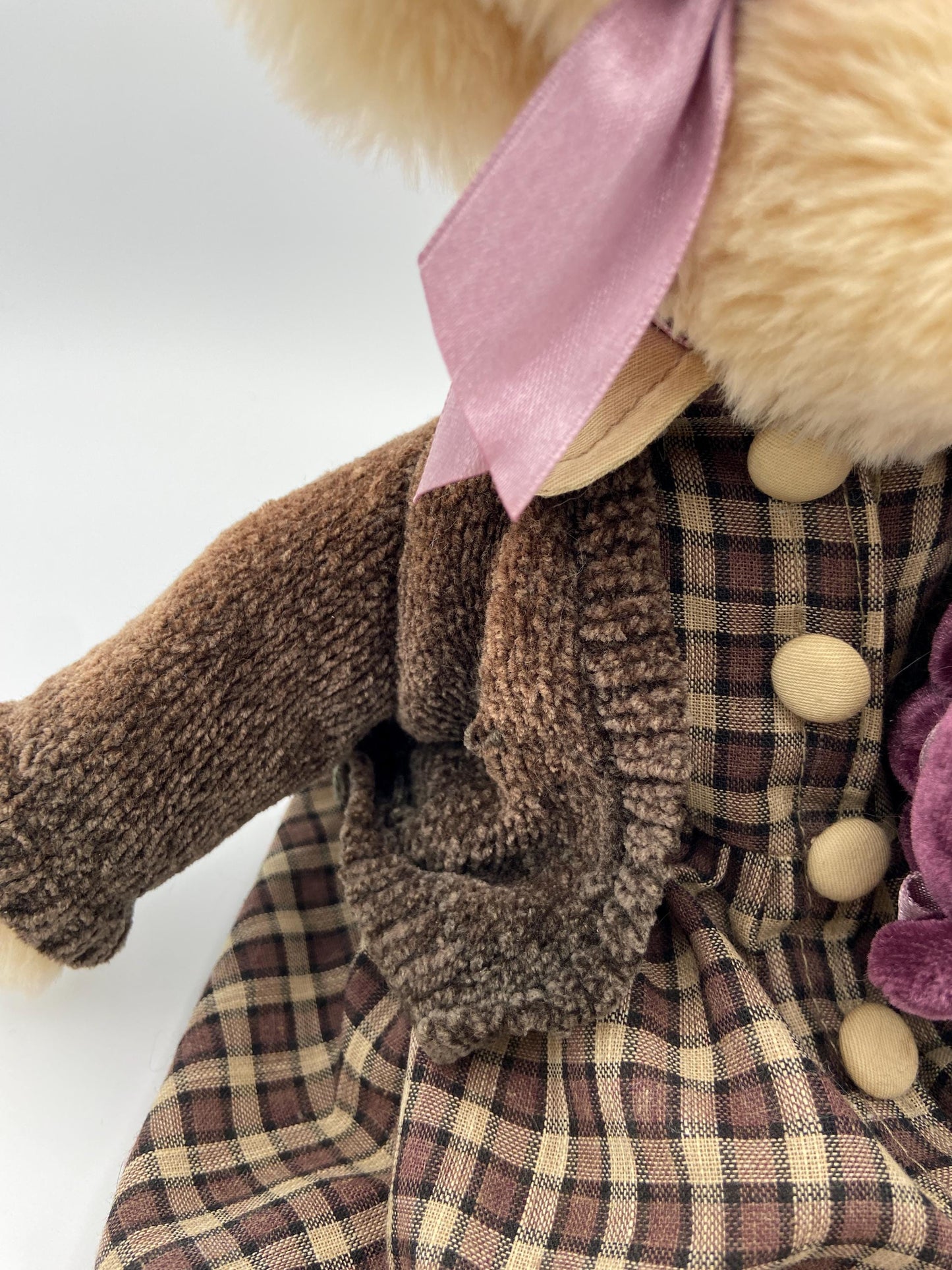 Vintage 12 Inch Bearington Bear with Cardigan and Her Own Purple Bear Hand Picked