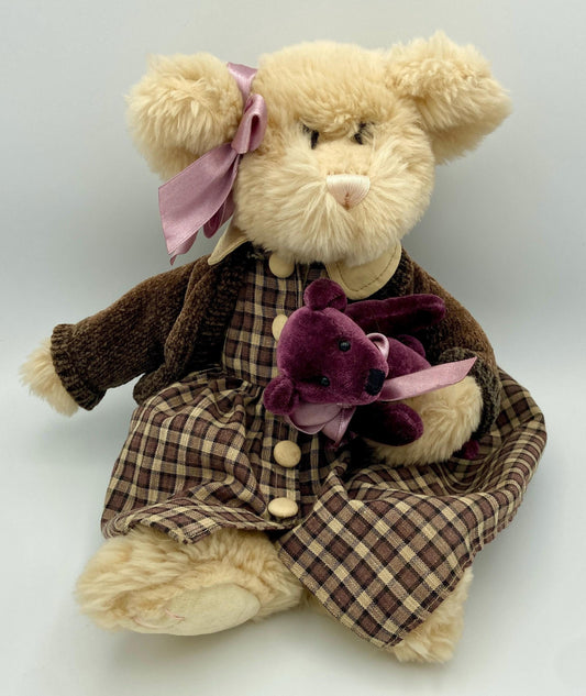 Vintage 12 Inch Bearington Bear with Cardigan and Her Own Purple Bear Hand Picked
