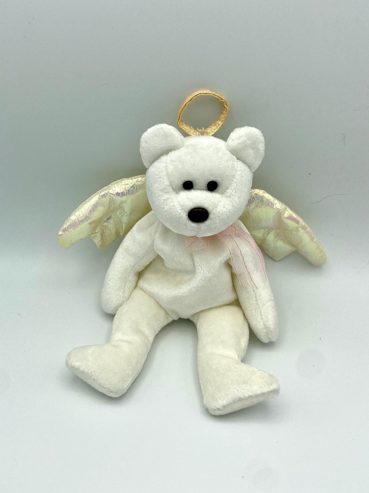 Vintage Retired 1998 TY HALO the Angel Bear Beanie Baby Rare with Brown Nose (No Tag)