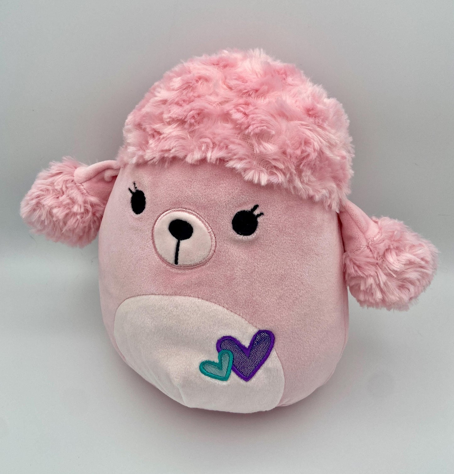 Squishmallows Kelly the Pink Poodle with Embroidered Hearts 10 Inch Plush Toy