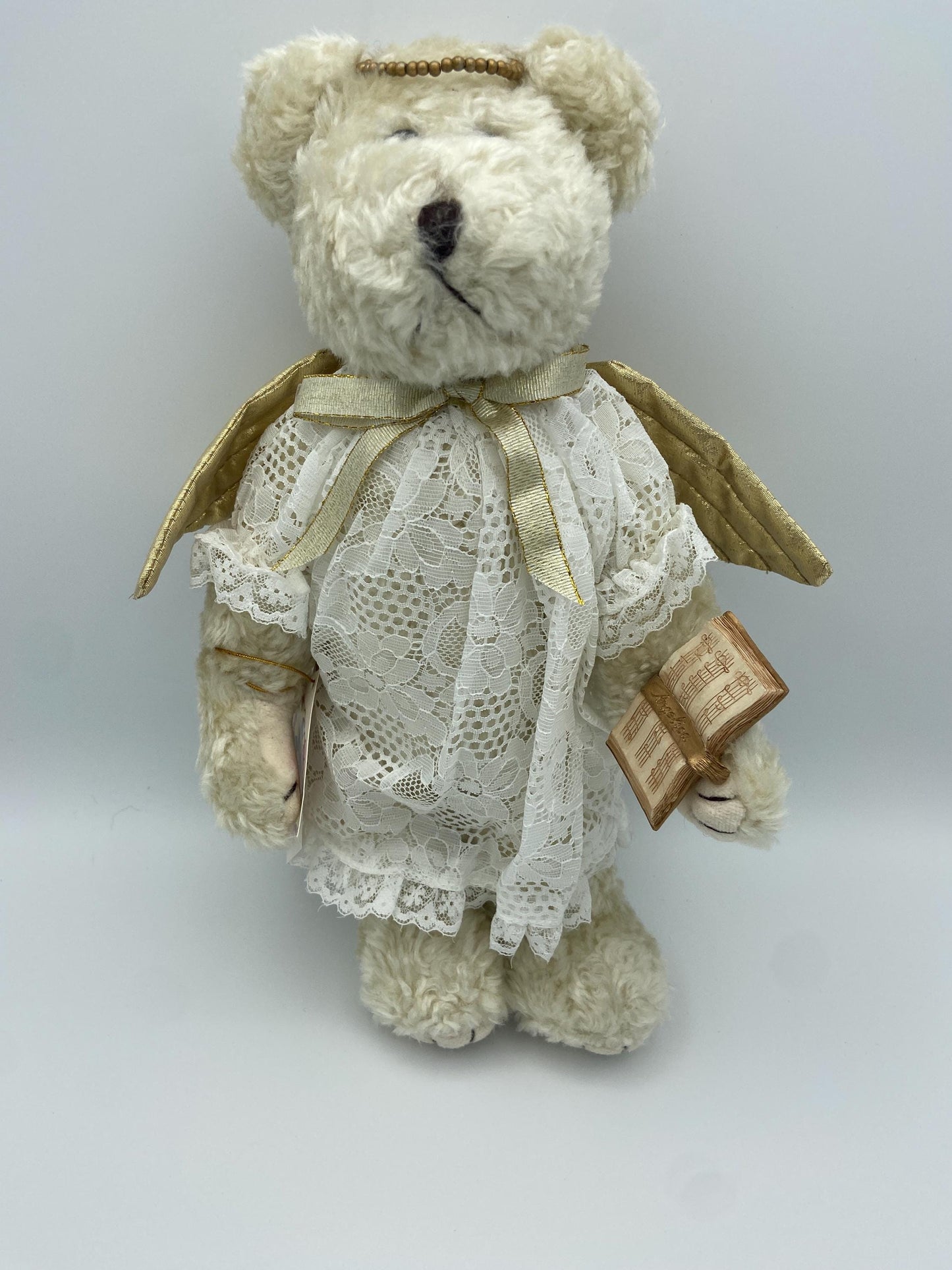 Vintage Avon 1998 12 Inch Angelica Bear with Gold Wings and Name Engraved on Song Book - New With Original Tag Rare