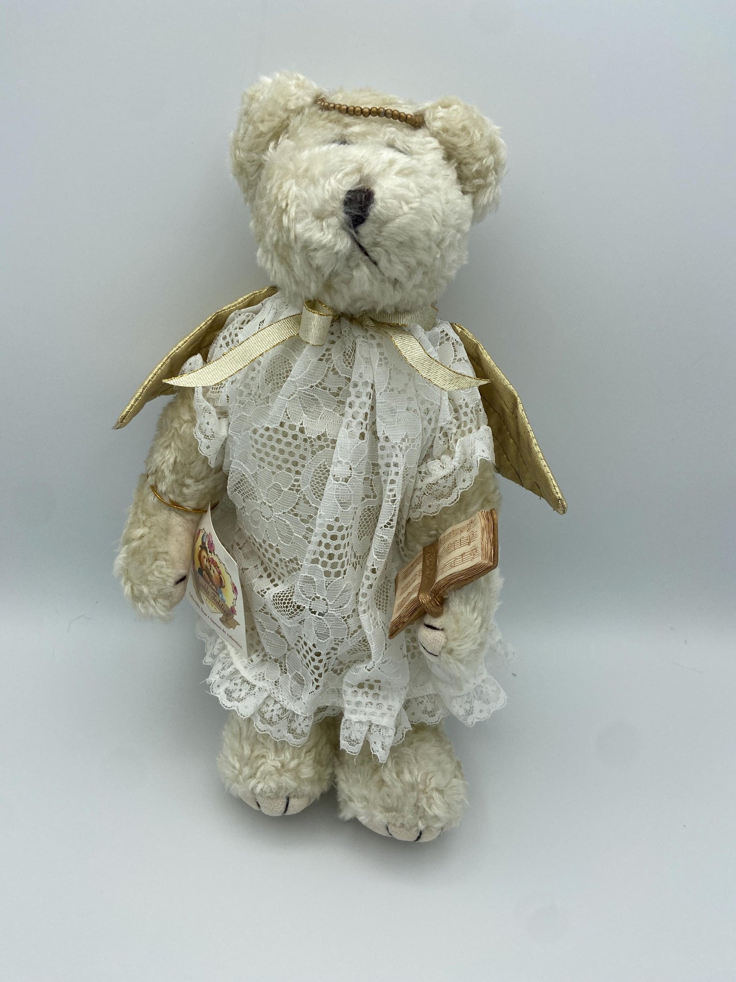 Vintage Avon 1998 12 Inch Angelica Bear with Gold Wings and Name Engraved on Song Book - New With Original Tag Rare