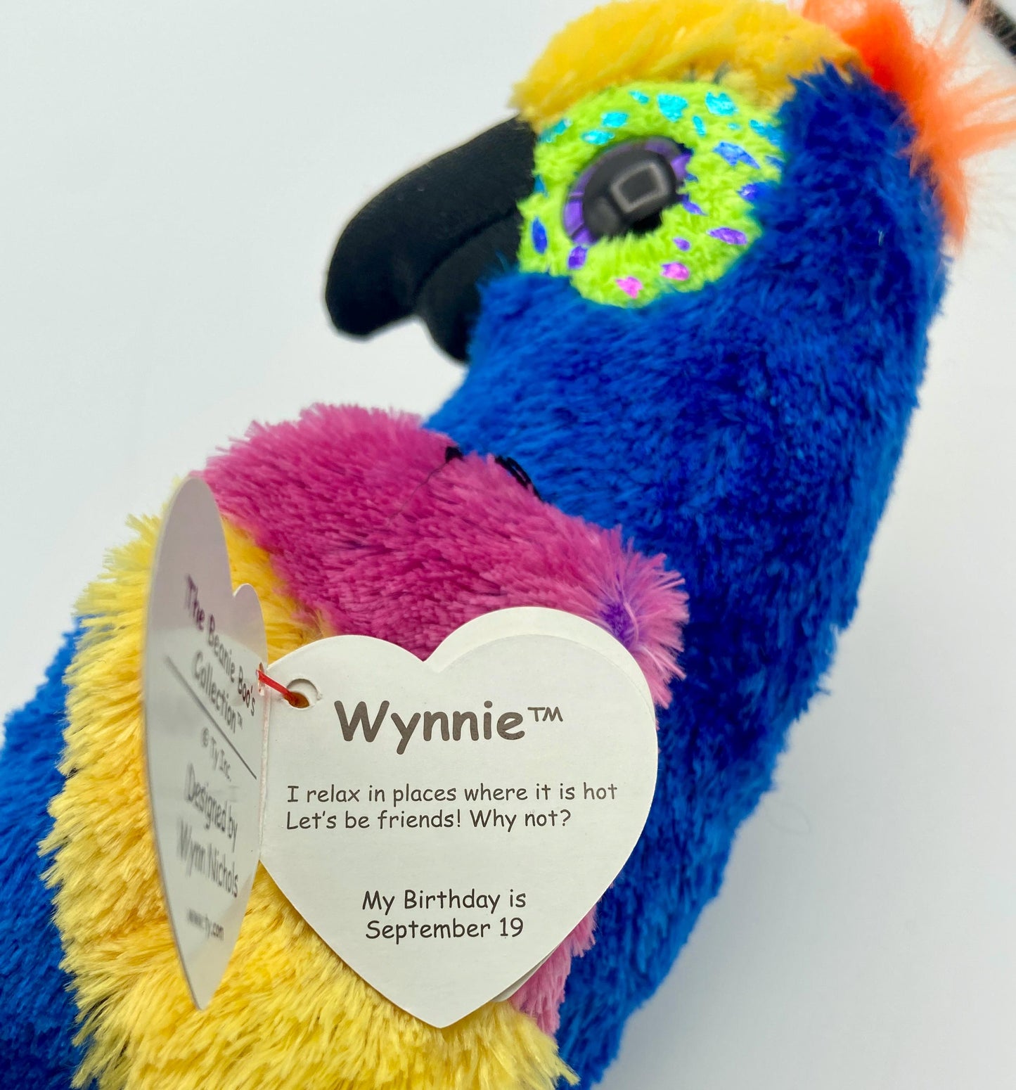 TY Wynnie Parrot Bird Macaw 7 Inch with Tags 2017 Beanie Boos Collection Hand Picked New with Tags